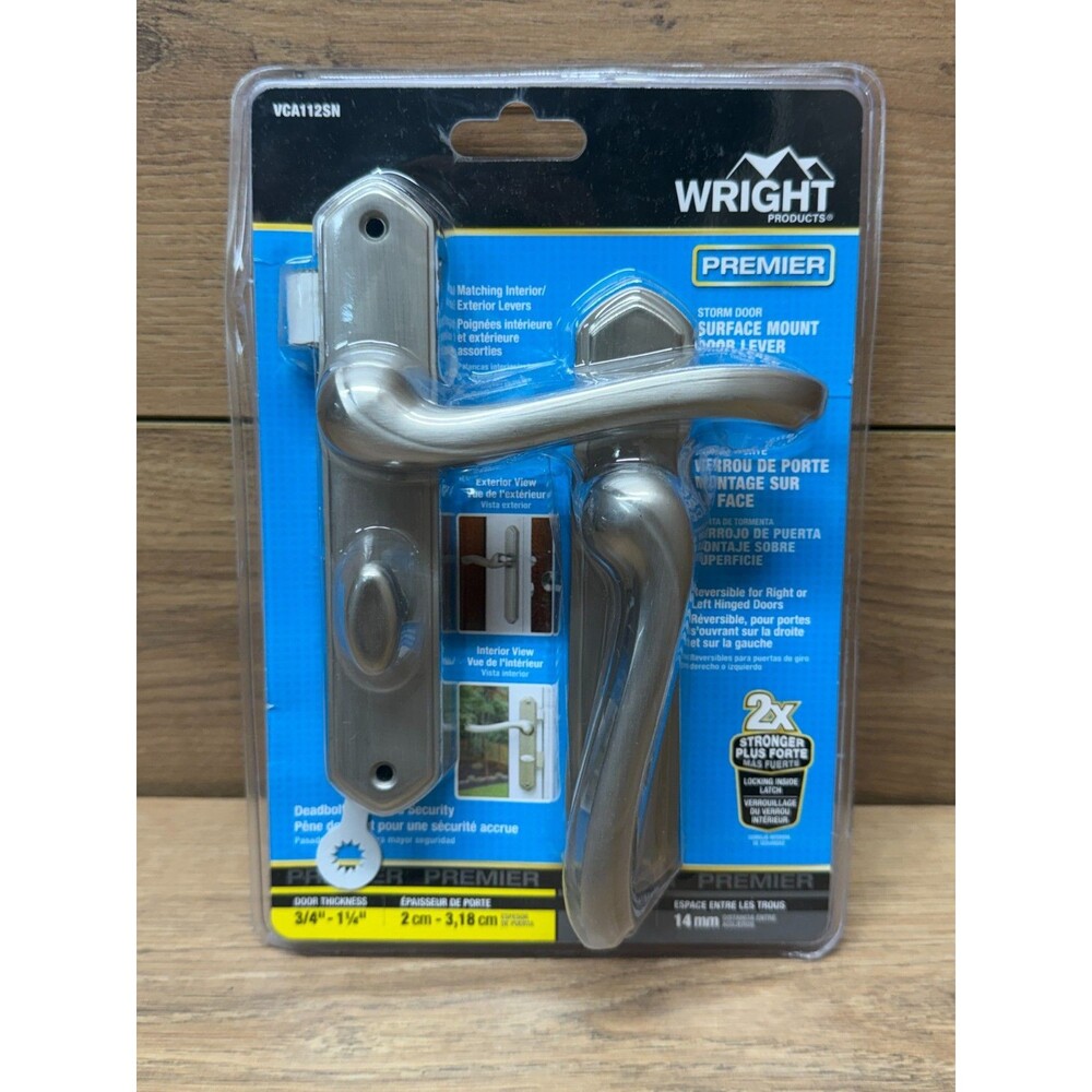 Wright Products Storm Door Surface Lever Mount Deadbolt VCA112SN Satin Nickel